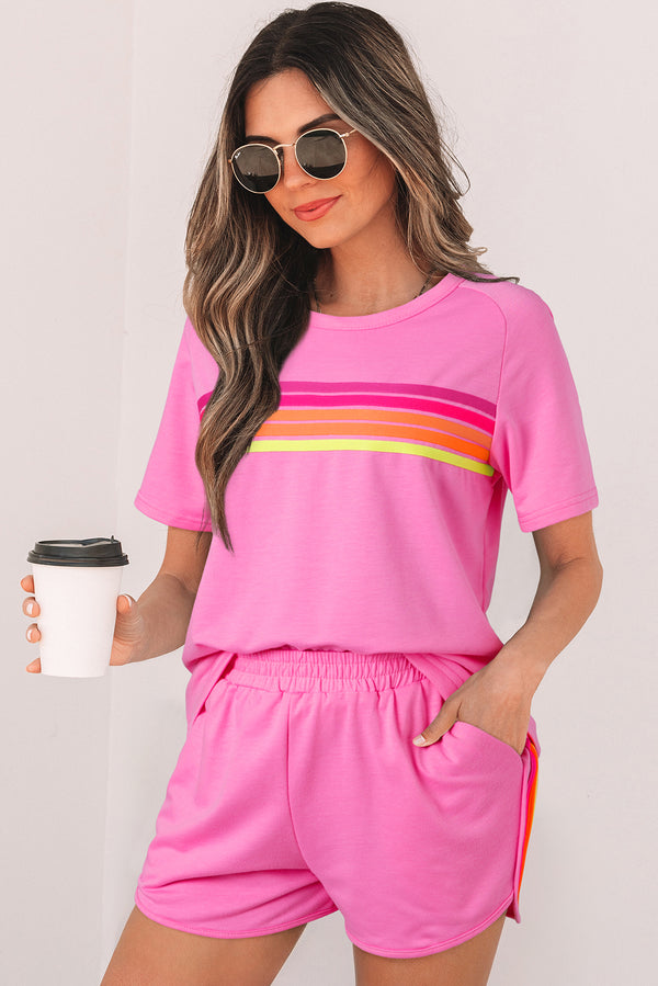 Bonbon Striped Patch Front Casual Tee